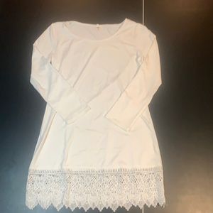 White long sleeve dress with lace